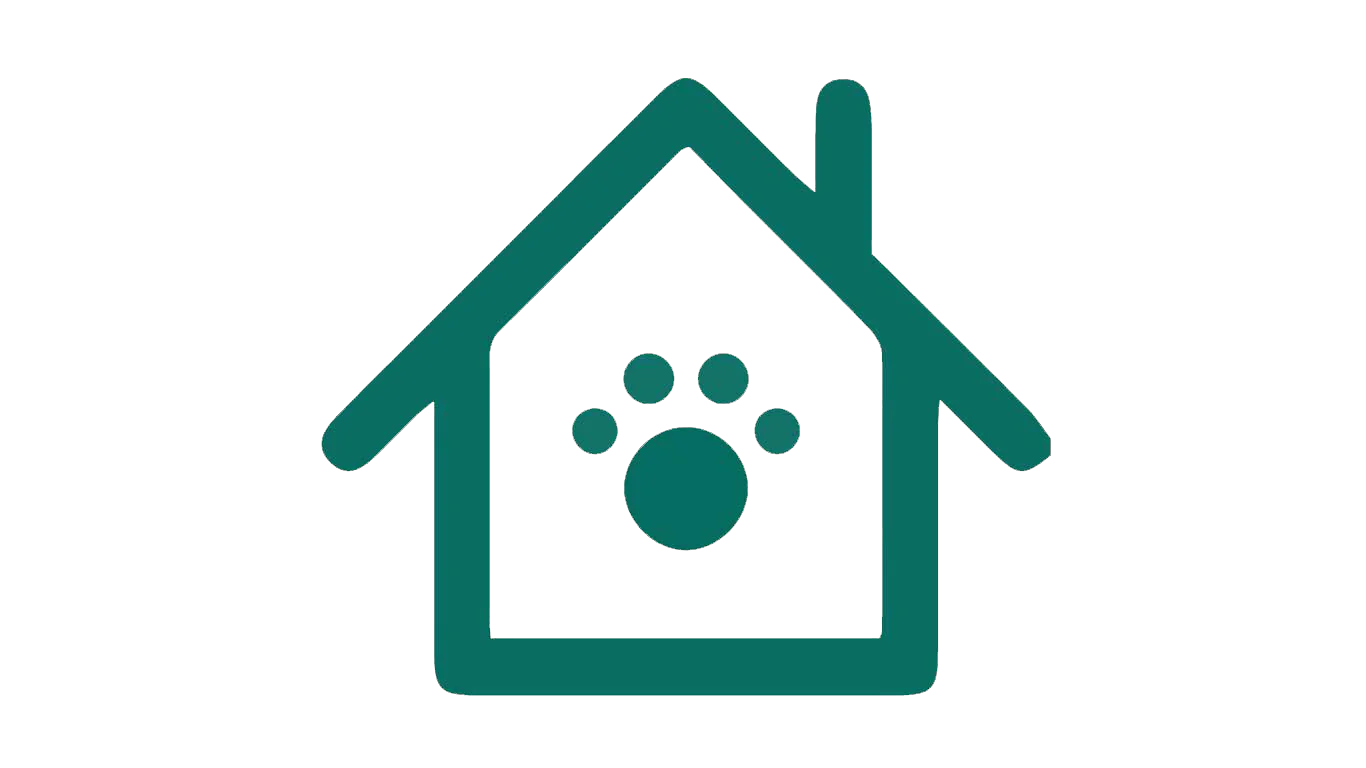 Trust Pet company logo. It shows a green house outline with a pawprint inside.